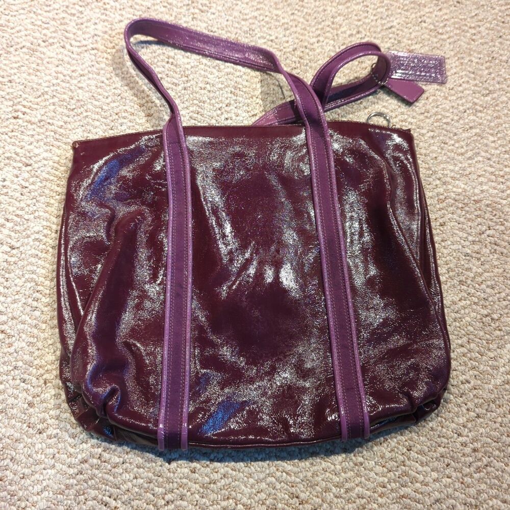 Coach Poppy Shoulder Tote Bag Raspberry Purple Patent Leather Purse F20973-13876 - Picture 4 of 10